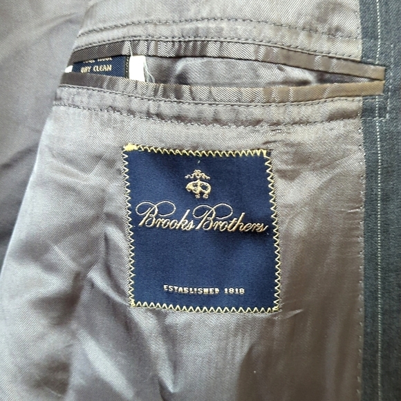 Brooks Brothers Preppy Classic Fit Pinstriped Wool Blazer Jacket Dark Gray 46/41 - Picture 9 of 16